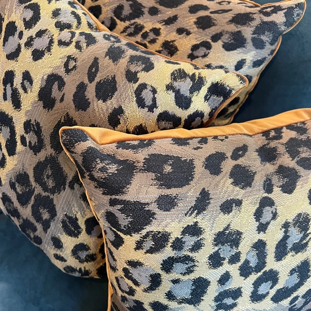 Custom made set of 3 18x18 high end leopard upholstery print pillows